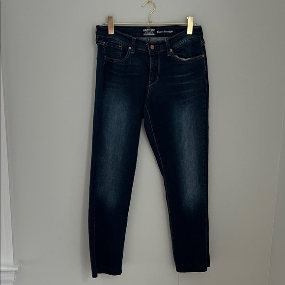 Signature by Levi Strauss Denim - Signature by Levi Strauss Curvy Straight Leg Jeans in Dark Blue Wash Size 12